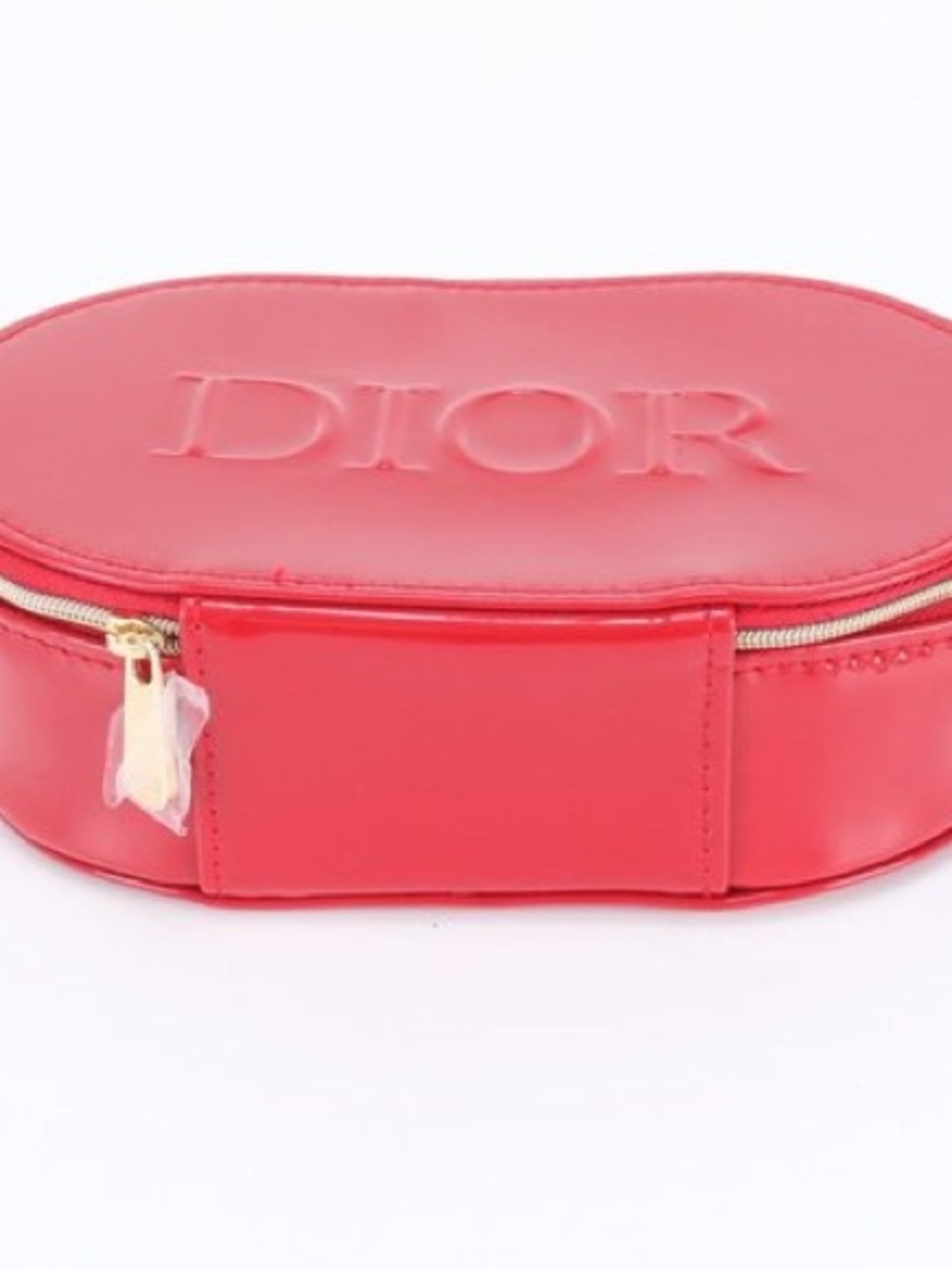 Dior Coral-Red Oval Top-Handle Cosmetic Case - Picture 2 of 8